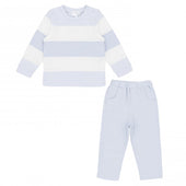 Pastels & Co Baby Boy Pale Blue and White Stripe Sweater and Trouser Set